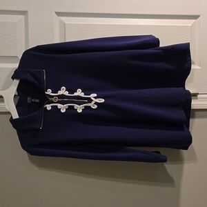 Jones New York Signature Zipper Top with applique - XL - Navy Blue